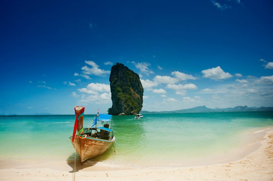 Thailand beach with turquoise waters and iconic rock formations